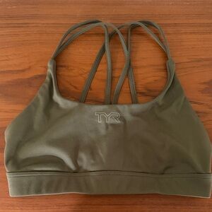 TYR Base Kinetic strapped sports bra in olive